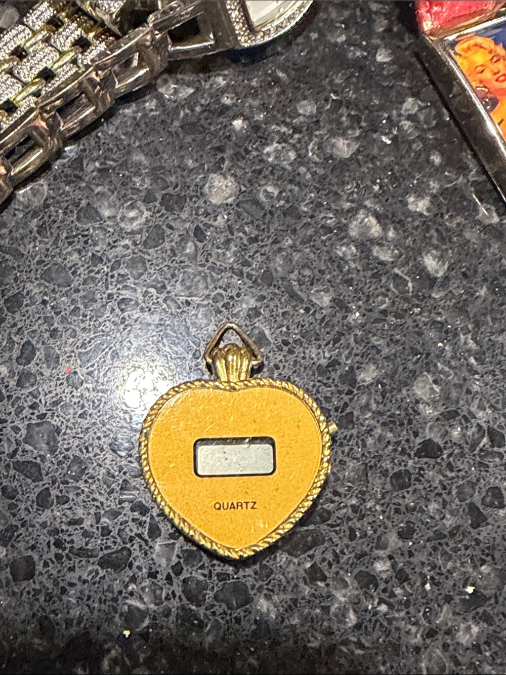 Gold Heart Quartz Pendant Locket Watch - Women's Accessory
